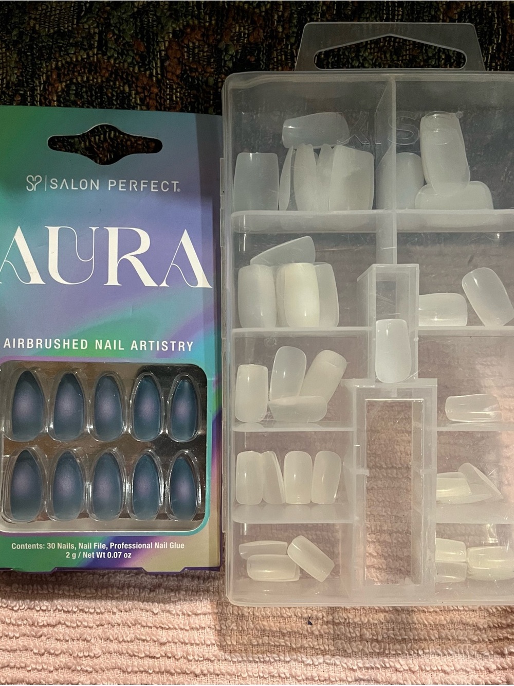 Aura Airbrushed Navy Blue Press-On Nails